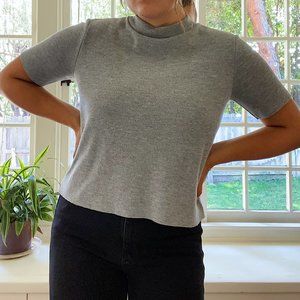 Mock Neck Grey Tee
